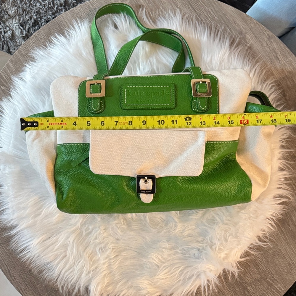 NWT Kate Spade Bridget Green Leather & Canvas Bag circa 2008 - Picture 14 of 15